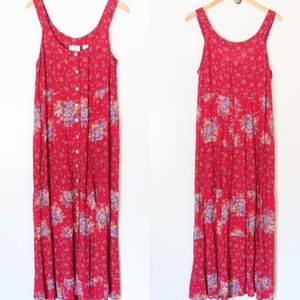 Spring Vintage Go Softly Meadow Maiden Floral Button Oversized Spring Dress